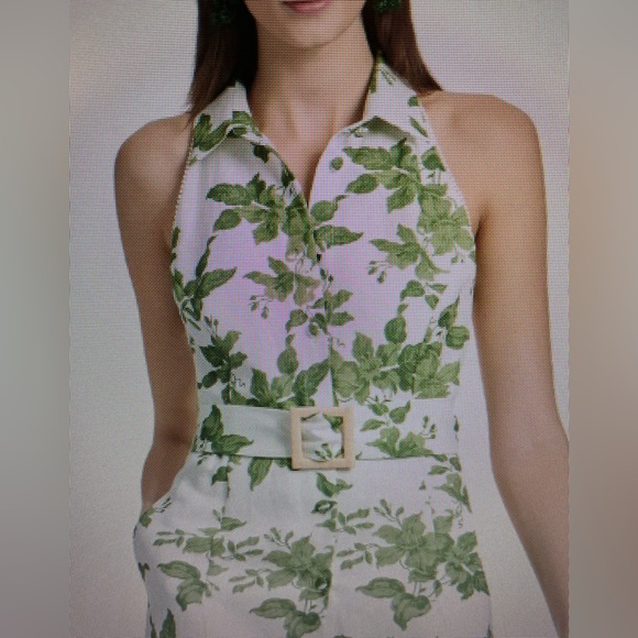 SACHIN & BABI CaseyDress Linen Green Floral Sz 8 - Picture 4 of 9